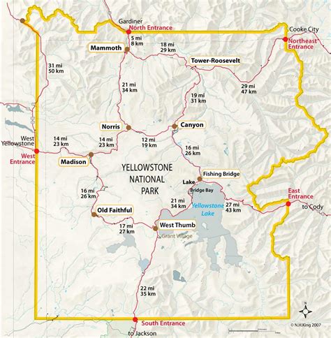 yellowstone park map with entrances